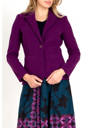 Tailored Blazer with One Button in Purple Wine