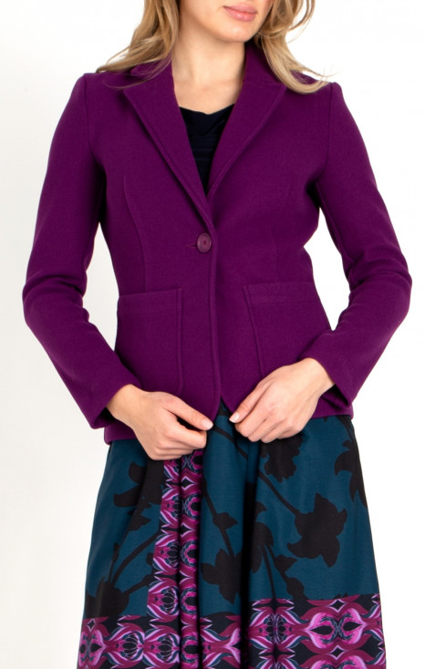 Tailored Blazer with One Button in Purple Wine
