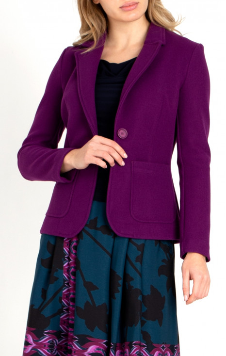 Tailored Blazer with One Button in Purple Wine
