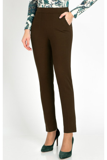 Straight-fit trousers from tricot in dark olive color