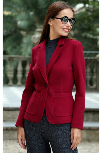 Tailored Blazer with One Button in Rumba Red