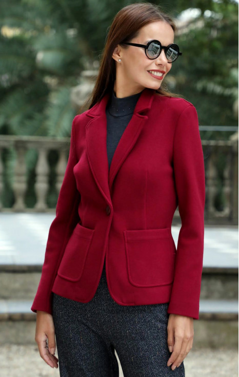 Tailored Blazer with One Button in Rumba Red