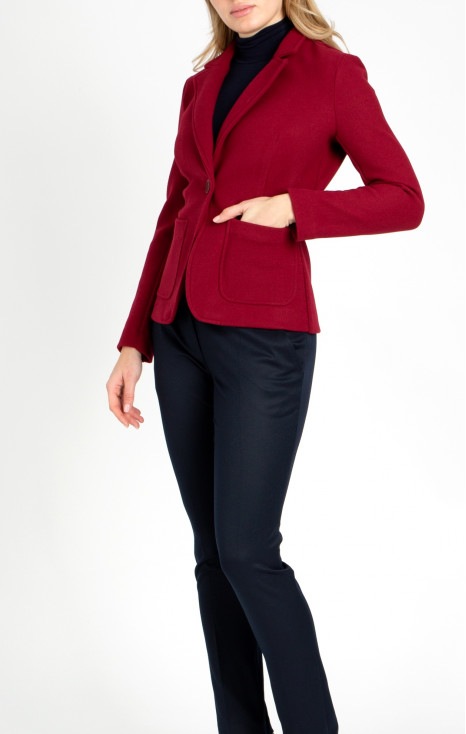 Tailored Blazer with One Button in Rumba Red