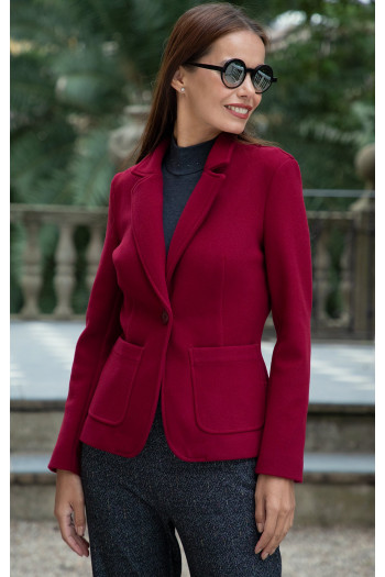 Tailored Blazer with One Button in Rumba Red