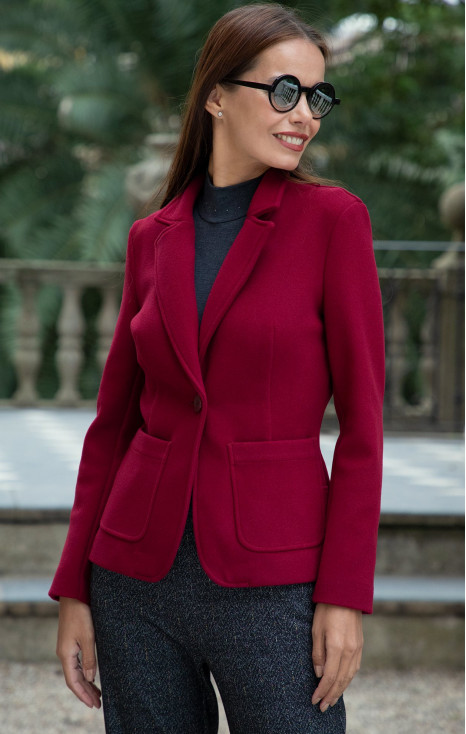 Tailored Blazer with One Button in Rumba Red