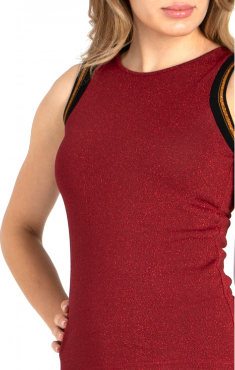 Glittery Vest Top In Brick Red