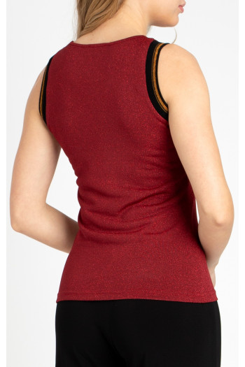 Glittery Vest Top In Brick Red [1]