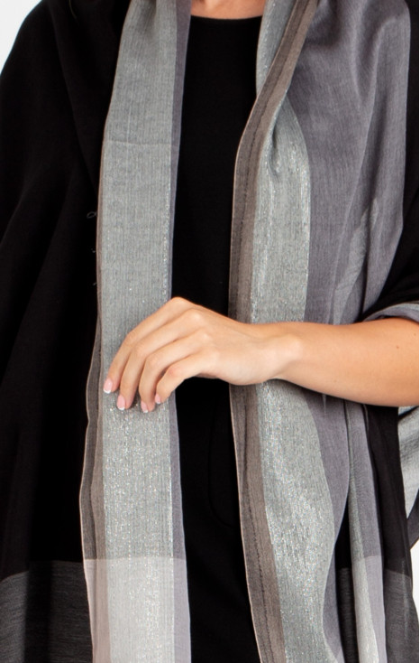 Cotton Blend Scarf in Black and Silver