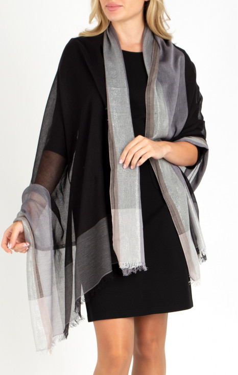 Cotton Blend Scarf in Black and Silver