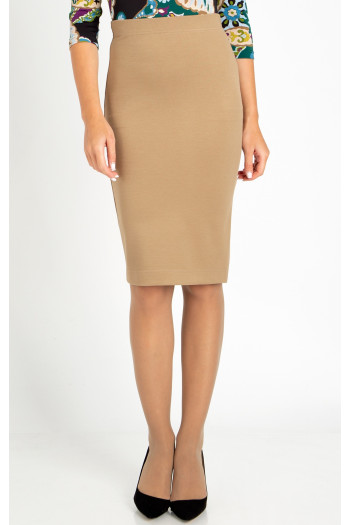 High Waist Pencil Skirt in Beige