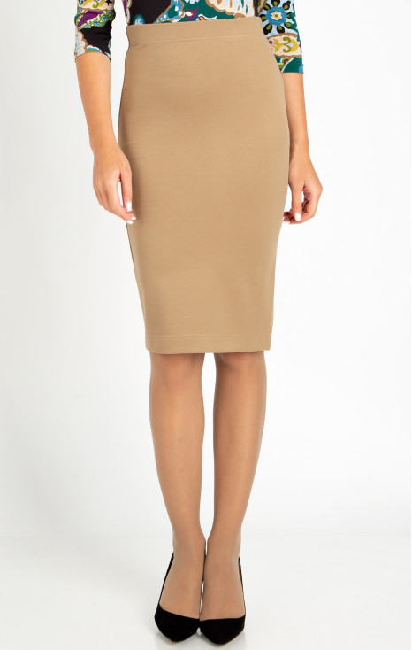 High Waist Pencil Skirt in Beige