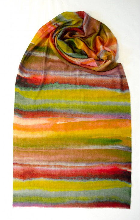 Silk and Wool Scarf with Stripes