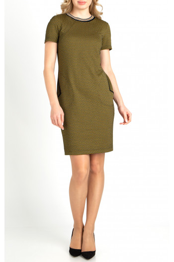 Mini Dress with Pockets in Nugget gold