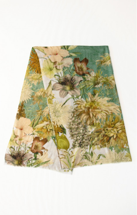 Silk-modal scarf with floral pattern on Green color [1]