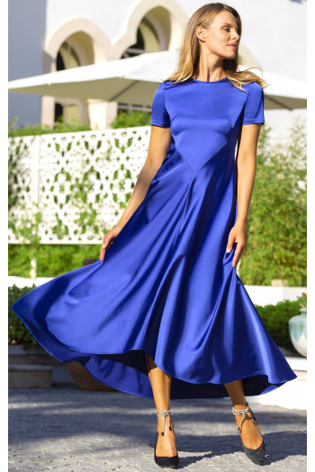Maxi Satin Dress in Palace Blue