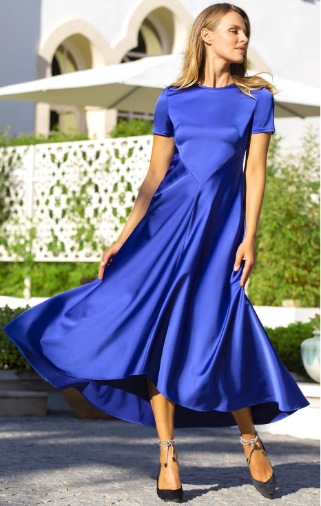 Maxi Satin Dress in Palace Blue