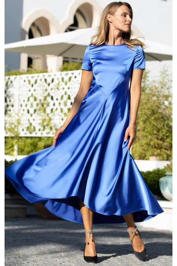 Maxi Satin Dress in Palace Blue