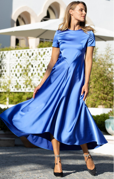 Maxi Satin Dress in Palace Blue