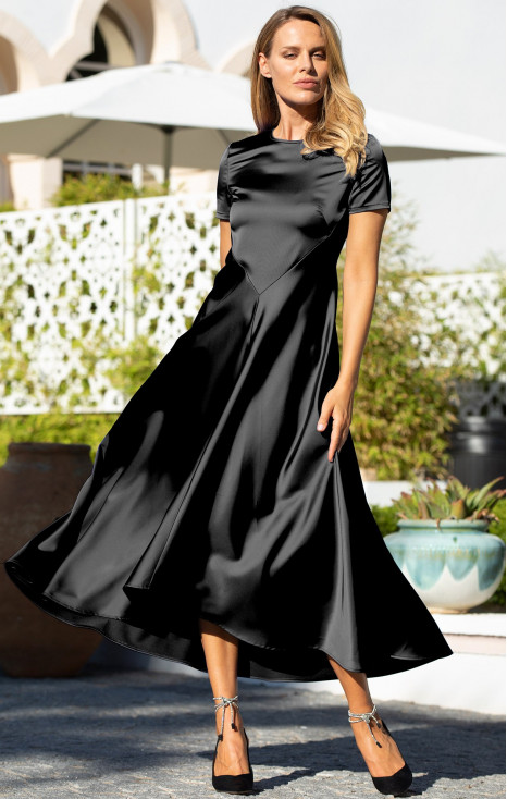 Maxi Satin Dress in Black