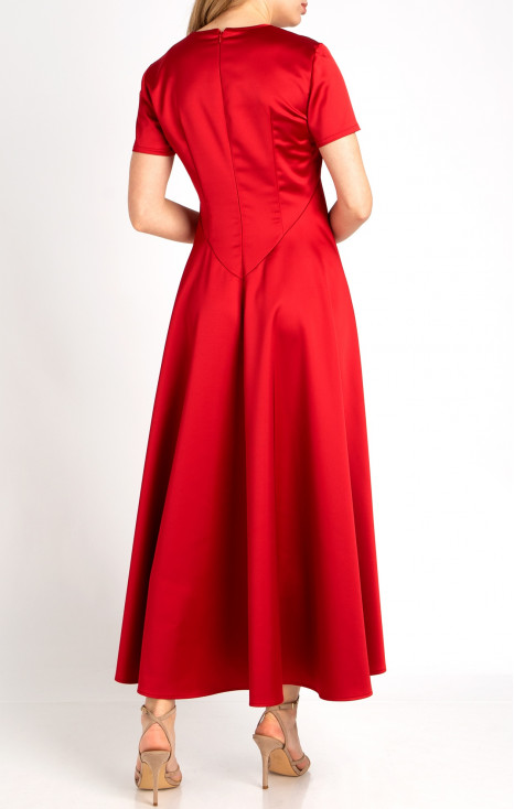Maxi Satin Dress in Tango Red