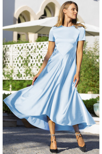 Maxi Satin Dress in Palace Blue