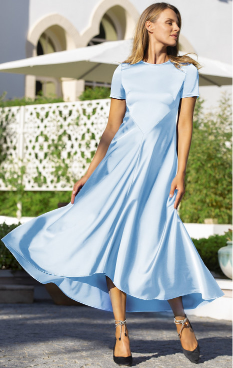 Maxi Satin Dress in Palace Blue