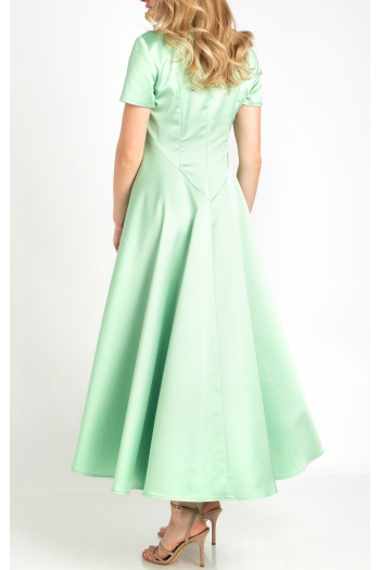 Maxi Satin Dress in Pastel Green [1]