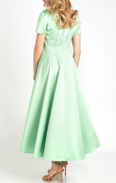 Maxi Satin Dress in Pastel Green [1]