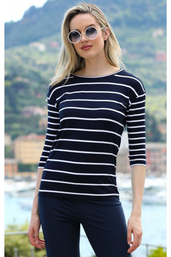 Striped Jersey Top in Blue