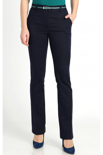 Slim Cotton Trousers in Navy