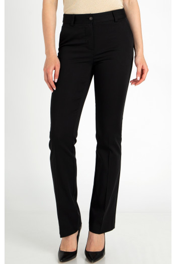 Slim Cotton Trousers in Black