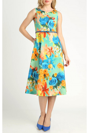 Cotton Midi Dress with Print