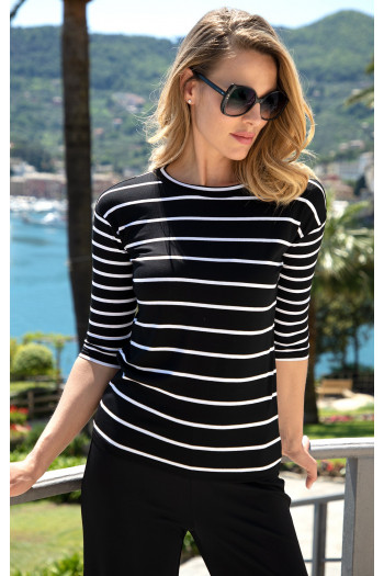 Striped Jersey Top in Black [1]