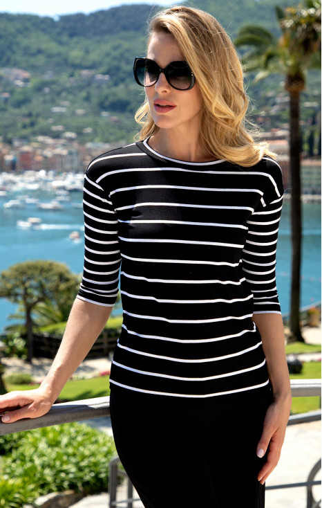 Striped Jersey Top in Black