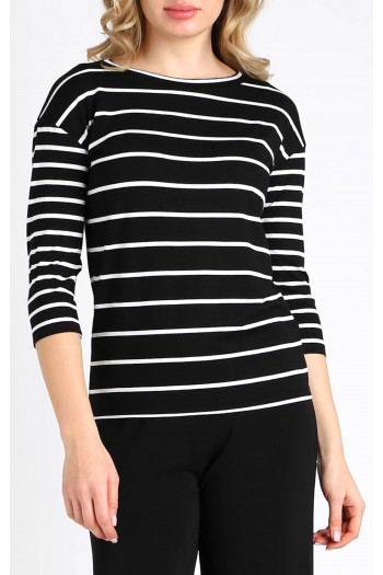 Striped Jersey Top in Black