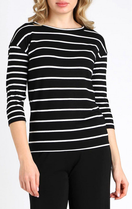 Striped Jersey Top in Black