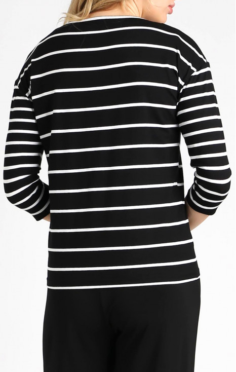 Striped Jersey Top in Black [1]