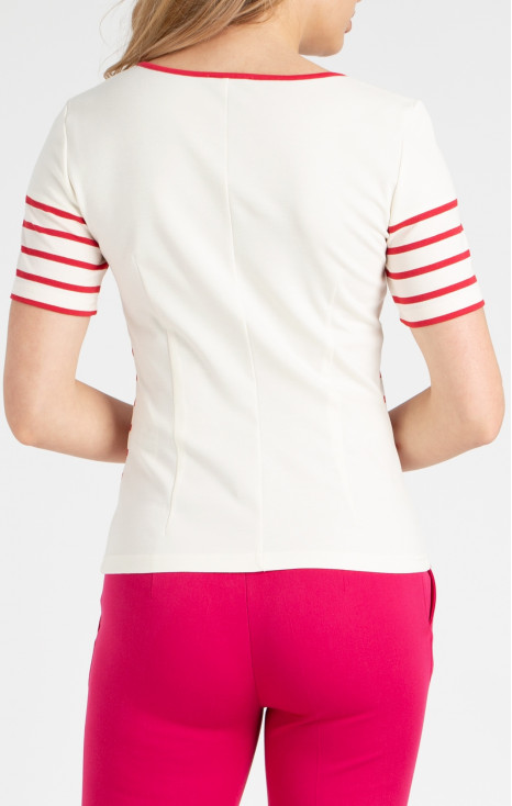 Striped short sleeve blouse