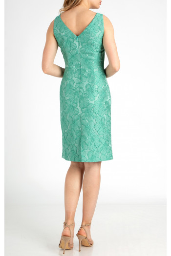 Satin Jacquard Dress in Sea Green [1]