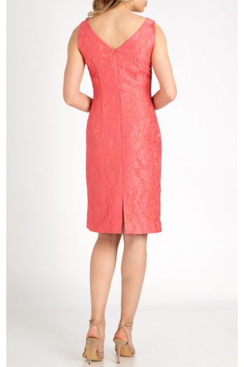 Satin Jacquard Dress in Sugar Coral [1]