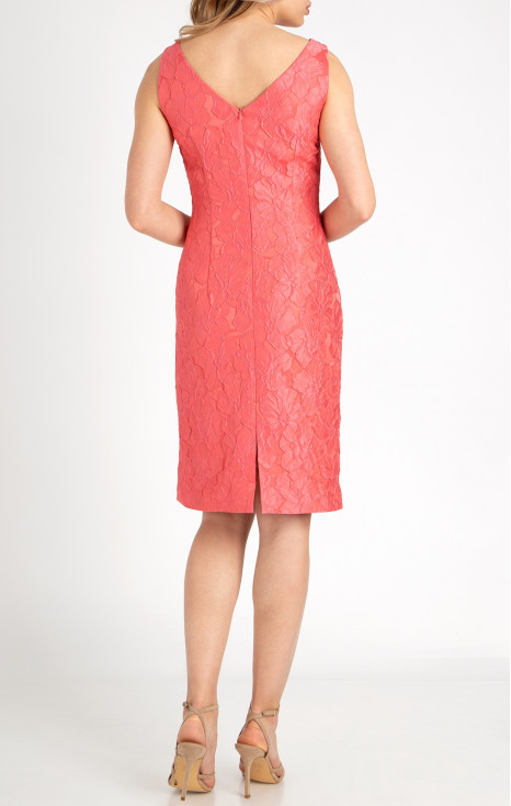 Satin Jacquard Dress in Sugar Coral