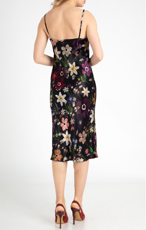 Satin floral printed dress [1]