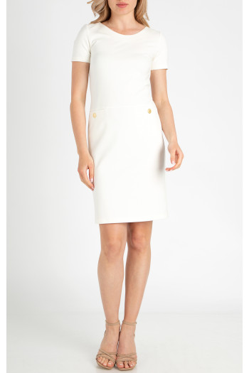 Jersey Dress with Pockets in White