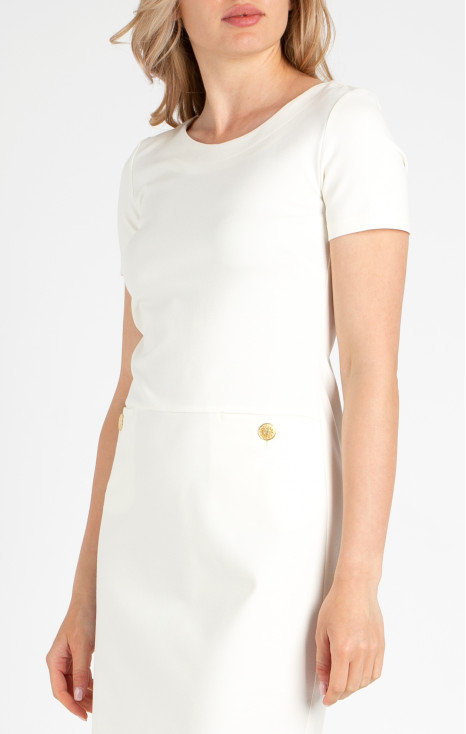 Jersey Dress with Pockets in White [1]