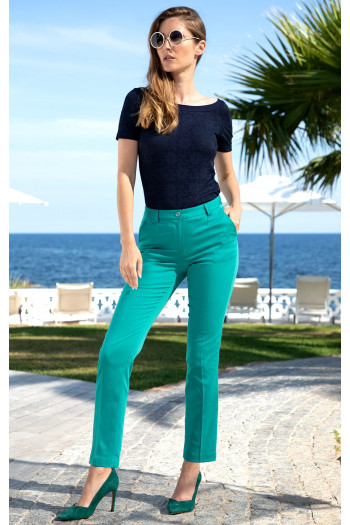 Elegant Slim Trousers with Pockets in Mint [1]