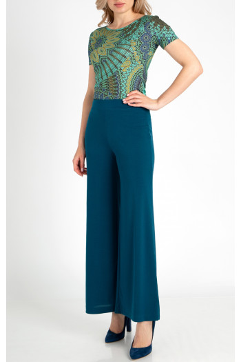 Viscose Wide Leg Trousers in Moroccan Blue [1]