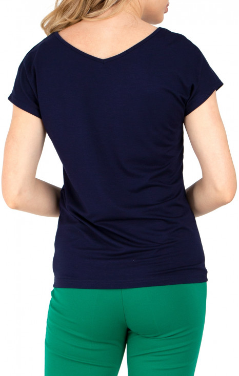 Top with V-neck line in Dark Blue