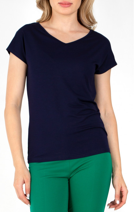 Top with V-neck line in Dark Blue