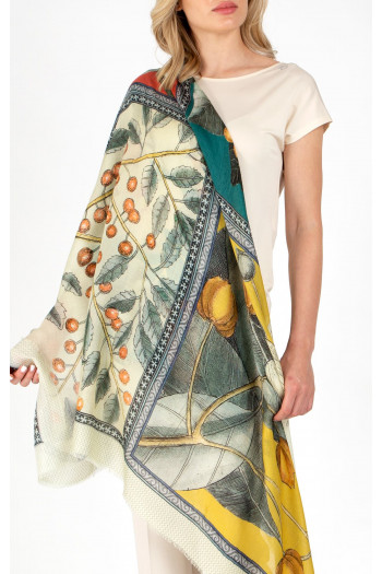 White flowers in coral, teal & yellow [1]