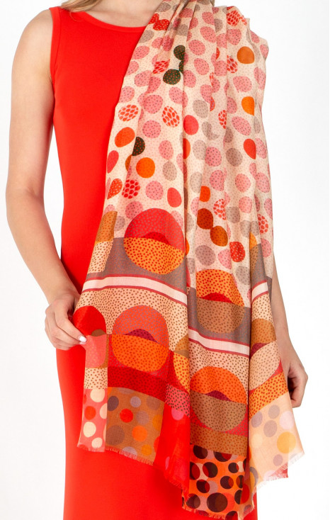 Silk and modal scarf Dots Coral Pink Orange [1]